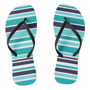 Turquoise And Dark Blue Striped Jandals
