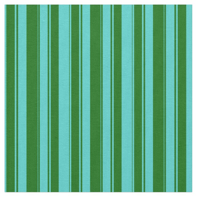 Turquoise and Dark Green Coloured Pattern Fabric (Close Up)