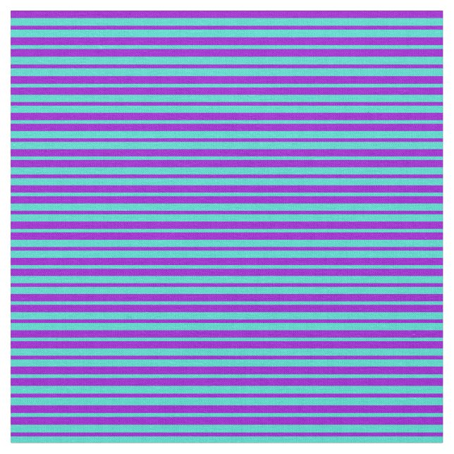 Turquoise and Dark Violet Lined Pattern Fabric (Close Up)