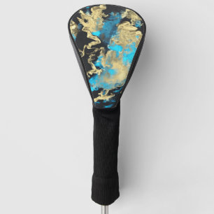 Turquoise and Gold Abstract Art   Golf Head Cover