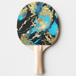 Turquoise and Gold Abstract Art Ping Pong Paddle