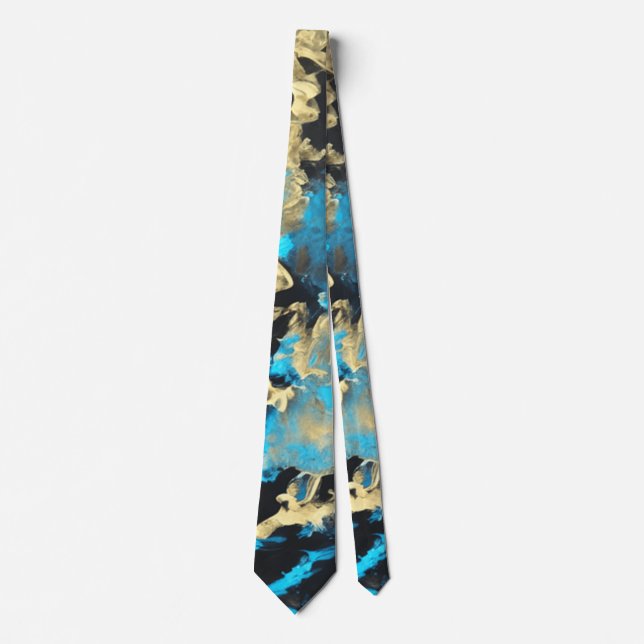 Turquoise and Gold Abstract Art   Tie (Front)