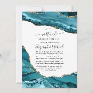 Turquoise and Gold Agate Online Virtual Wedding Invitation