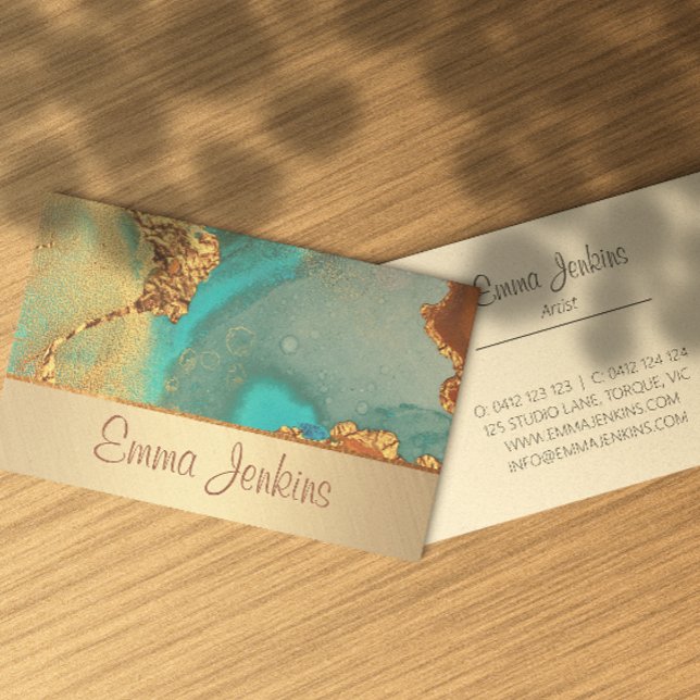 Turquoise And Gold Artist Business Card (Creator Uploaded)