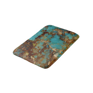 Turquoise and gold bath mat
