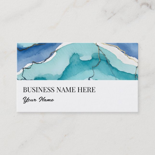 turquoise and gold business cards (Front)
