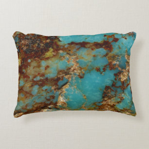 Turquoise and gold decorative cushion