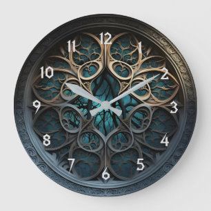 Turquoise and Gold Decorative Gothic Wall Clock