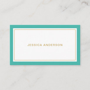 Turquoise And Gold Elegant Feminine Business Card