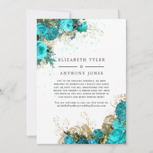 Turquoise and Gold Floral Reduced Guest List Announcement
