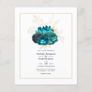 Turquoise and Gold Floral Wedding Flyer