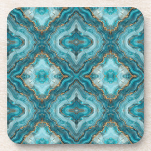 Turquoise and Gold Glitter Agate  Coaster