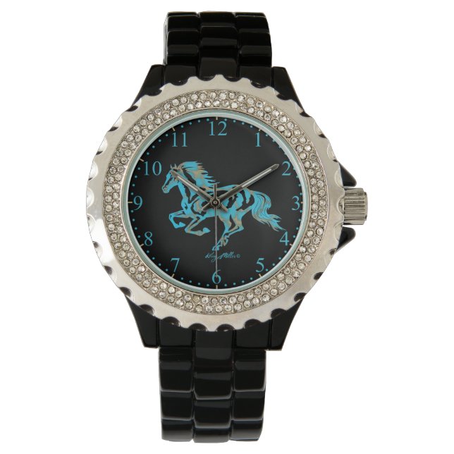 Turquoise And Gold Horse Silhouette Watch (Front)