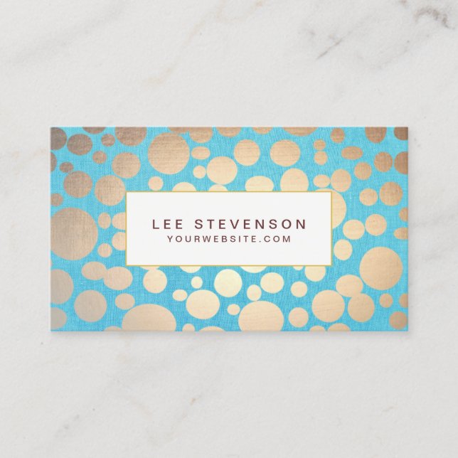 Turquoise and Gold Modern Pattern Beauty Salon Business Card (Front)