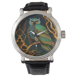 Turquoise and Gold Owl Watch