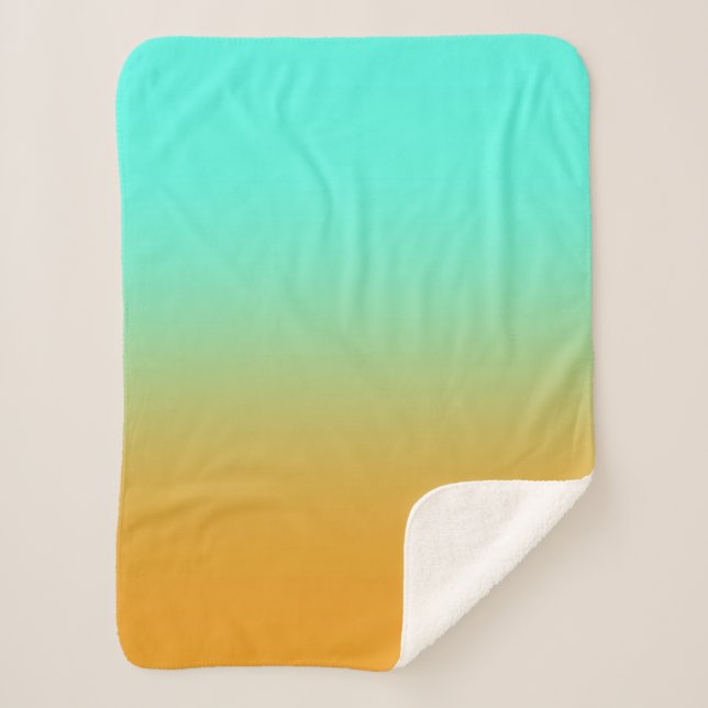 Turquoise and Gold Sherpa Blanket (Front)