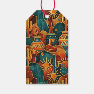 Turquoise and Gold Southwestern Abstract Gift Tags