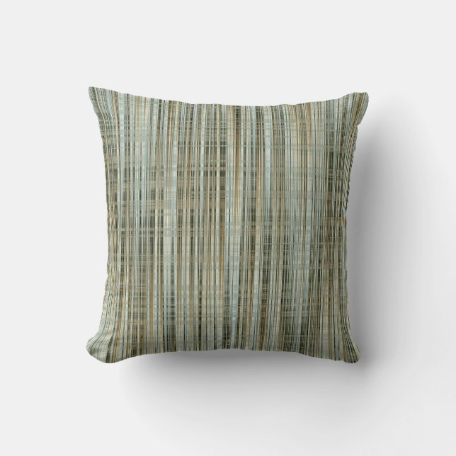 Turquoise and Gold Striped Pattern Cushion (Front)