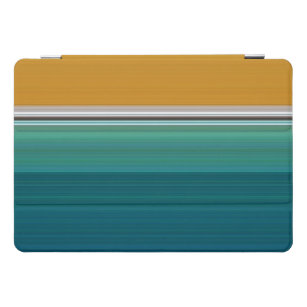 Turquoise and Gold Striped Pattern iPad Pro Cover