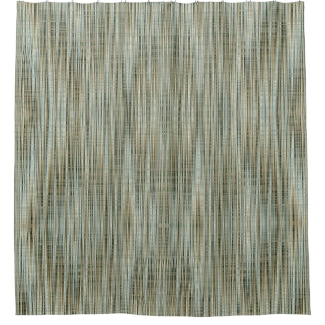 Turquoise and Gold Striped Pattern Shower Curtain (Front)