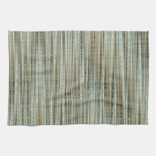 Turquoise and Gold Striped Pattern Tea Towel