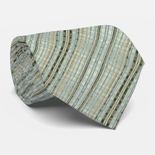 Turquoise and Gold Striped Pattern Tie
