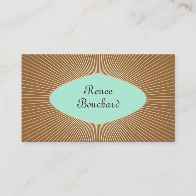 Turquoise and Gold Sunburst Retro Fashion Boutique Business Card (Front)