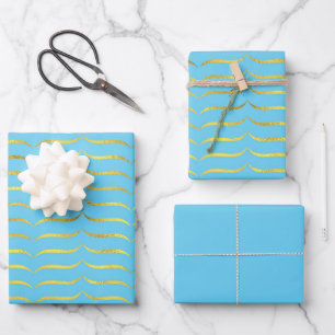 Turquoise and Gold    Wrapping Paper Sheet