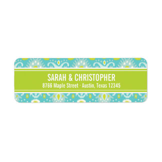 Turquoise and Green Abstract Ikat