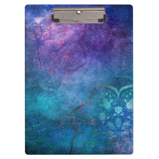 Turquoise and Green Elegant Lotus Flower Clipboard (Front)