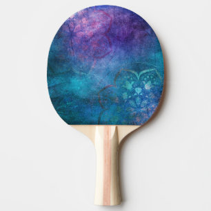 Turquoise and Green Elegant Lotus Flower Ping Pong Paddle