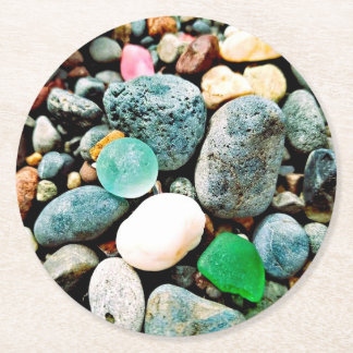 Turquoise and Green Seaglass Pulp Board Coasters