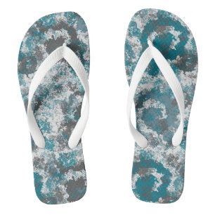 Turquoise and Grey Abstract Jandals