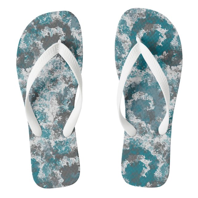 Turquoise and Grey Abstract Jandals (Footbed)
