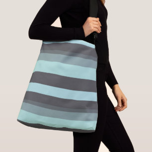 Turquoise and Grey Abstract Stripes Crossbody Bag