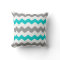 Turquoise and Grey Chevron Throw Pillow