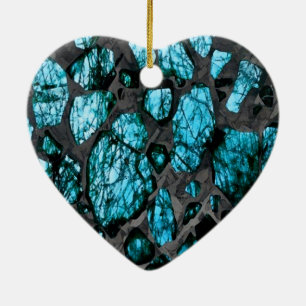 Turquoise and Grey Galactic Artistic Ceramic Tree Decoration