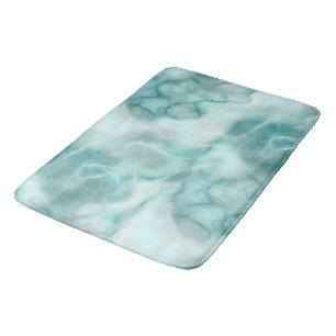 Turquoise and grey Marble abstract Bath Mat