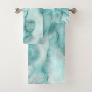 Turquoise and grey Marble abstract Bath Towel Set