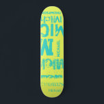 Turquoise and Lemon Grunge Typography Word Cloud Skateboard<br><div class="desc">The effect of this trendy street text based design depends on the length of your name. Select "Click to customise further" at the bottom of the "Personalise this template" to get the look you want. You can make the background and/or text any colour you want as well. Have fun creating....</div>