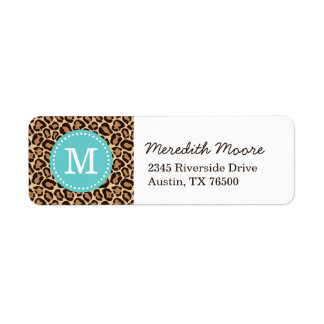 Turquoise and Leopard Print Custom Monogram