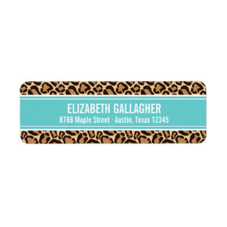 Turquoise and Leopard Print Return Address