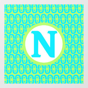 Turquoise and Lime Green Geometric Pattern