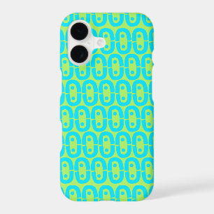 Turquoise and Lime Green Geometric Pattern