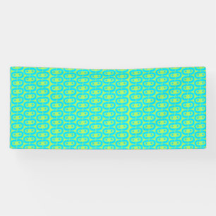 Turquoise and Lime Green Geometric Pattern Banner