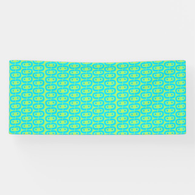 Turquoise and Lime Green Geometric Pattern Banner (Horizontal)