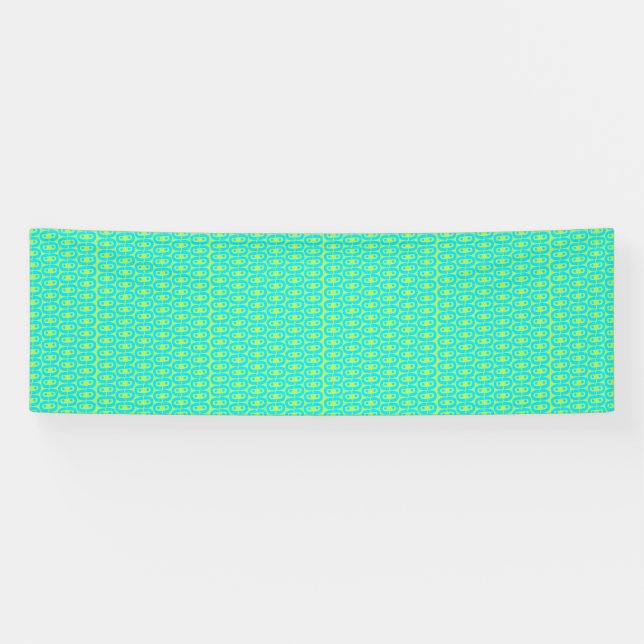 Turquoise and Lime Green Geometric Pattern Banner (Horizontal)