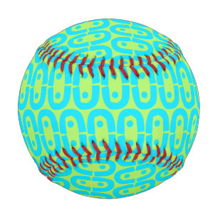 Turquoise and Lime Green Geometric Pattern Baseball