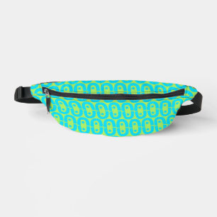 Turquoise and Lime Green Geometric Pattern Bum Bags