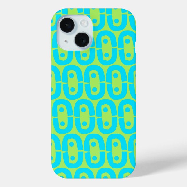 Turquoise and Lime Green Geometric Pattern Case-Mate iPhone Case (Back)